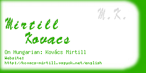 mirtill kovacs business card